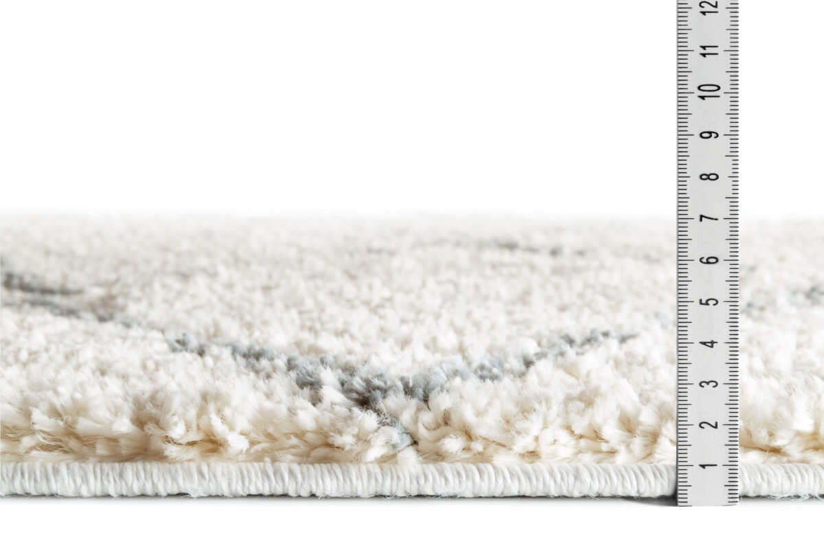 Teppich Shaggy Rund, Teppich, Creme Blau, Hochflor, 195cm Rund, SuperWeich, Fransen, Berber Stil – Bild 3