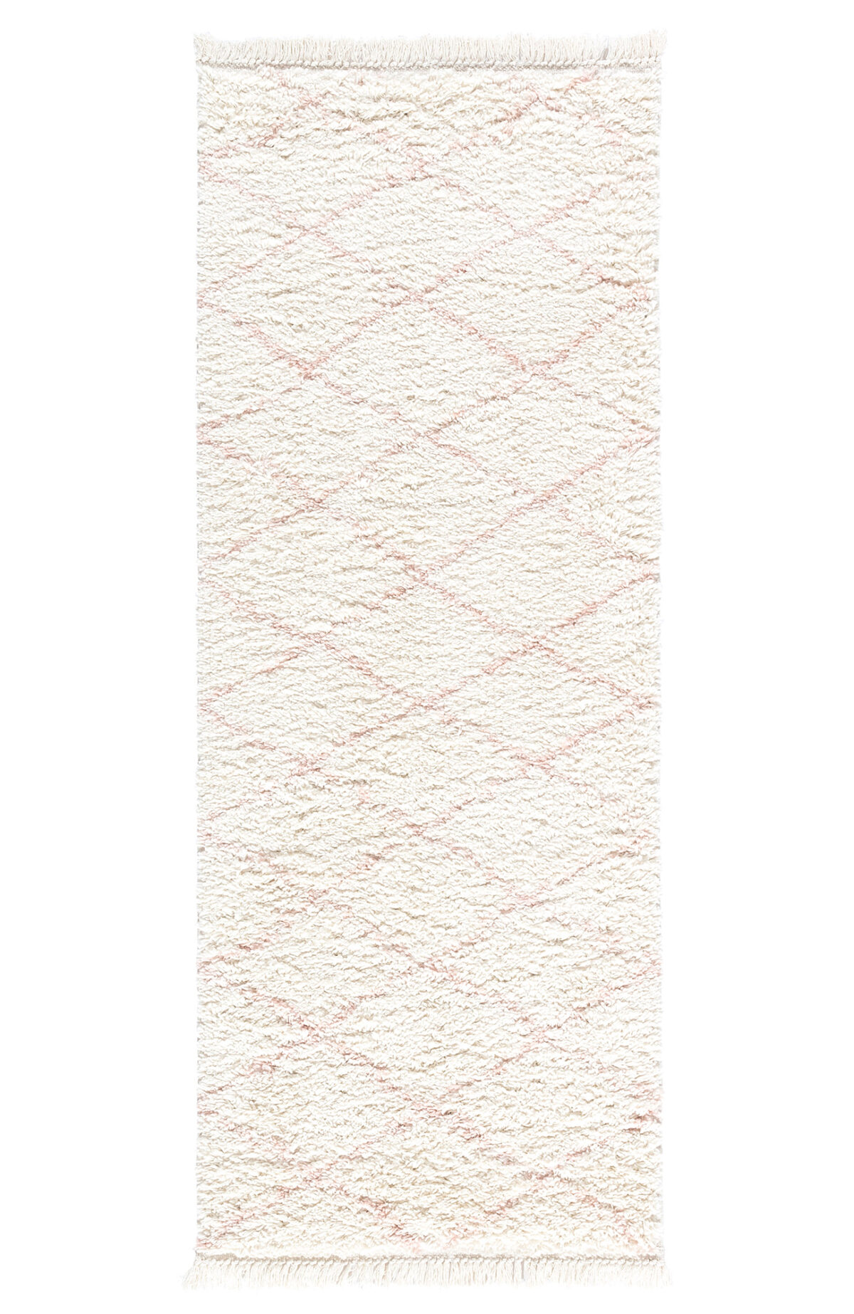Teppich Shaggy, Teppich, Creme Rose, Hochflor, 80cm x 300cm, SuperWeich, Fransen, Berber Stil