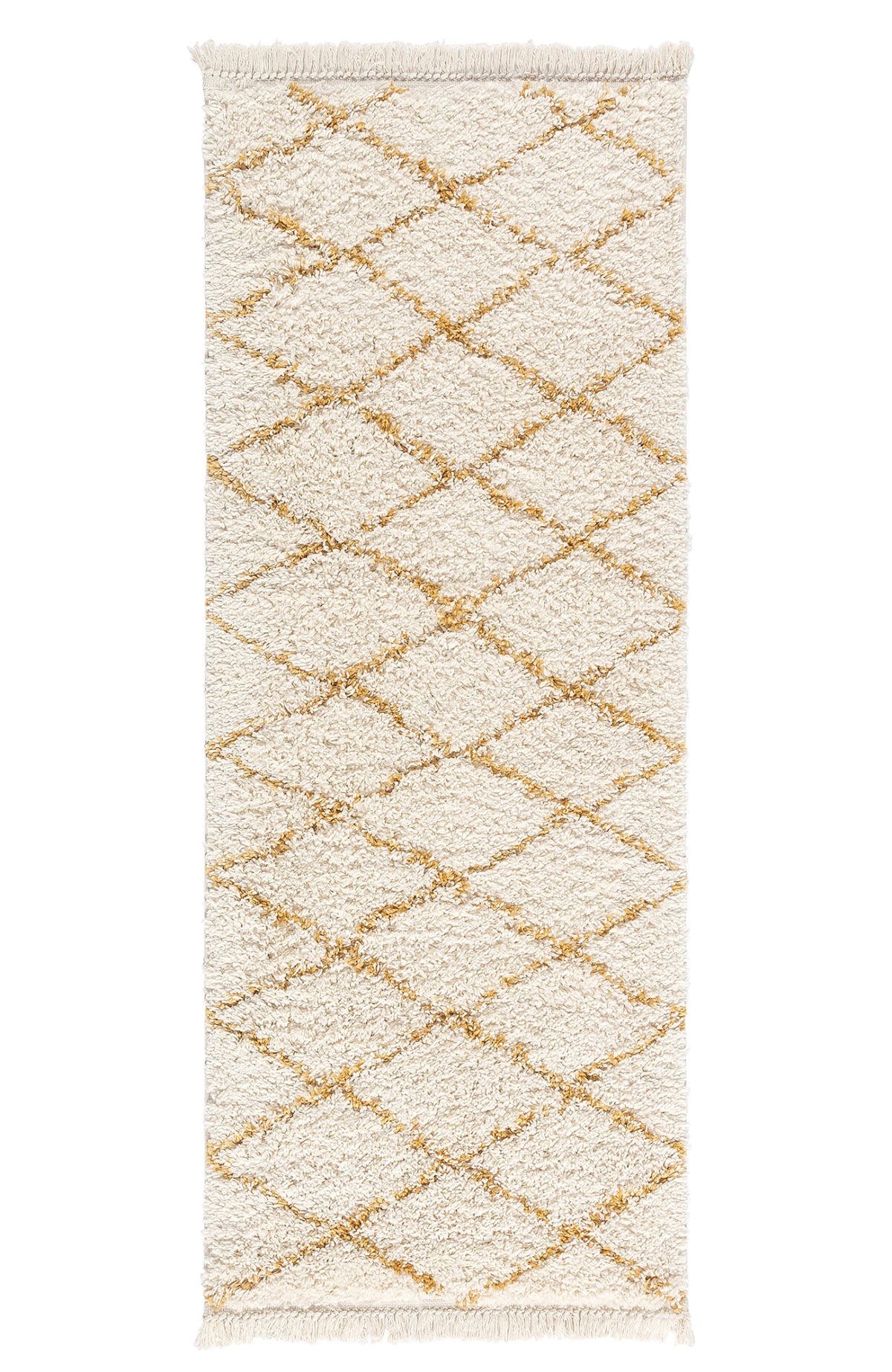 Teppich Shaggy, Teppich, Creme Gelb, Hochflor, 80cm x 200cm, SuperWeich, Fransen, Berber Stil